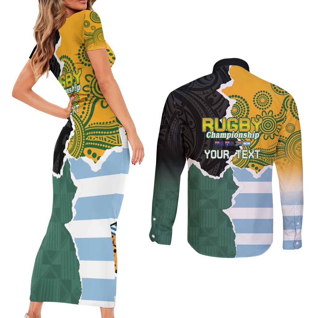 Personalised Rugby 2025 Championship Couples Matching Short Sleeve Bodycon Dress and Long Sleeve Button Shirt Southern Hemisphere Countries Mascots - Aussie Hoodie