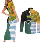 Personalised Rugby 2025 Championship Couples Matching Short Sleeve Bodycon Dress and Long Sleeve Button Shirt Southern Hemisphere Countries Mascots - Aussie Hoodie