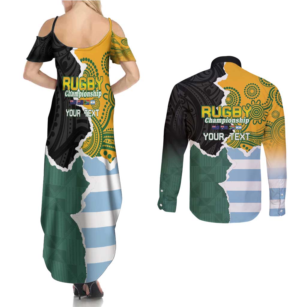 Personalised Rugby 2025 Championship Couples Matching Summer Maxi Dress and Long Sleeve Button Shirt Southern Hemisphere Countries Mascots - Aussie Hoodie