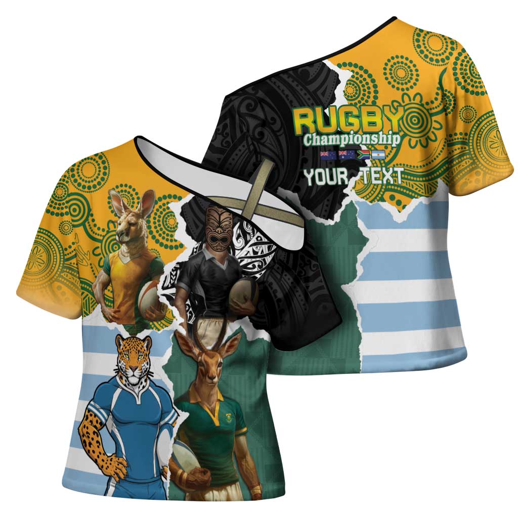 Personalised Rugby 2025 Championship Cross Shoulder Shirt Southern Hemisphere Countries Mascots - Aussie Hoodie