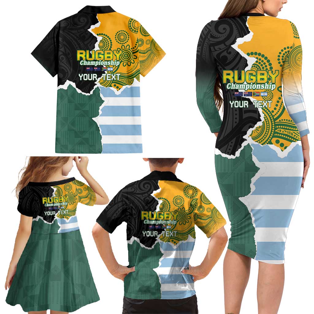 Personalised Rugby 2025 Championship Family Matching Long Sleeve Bodycon Dress and Hawaiian Shirt Southern Hemisphere Countries Mascots - Aussie Hoodie
