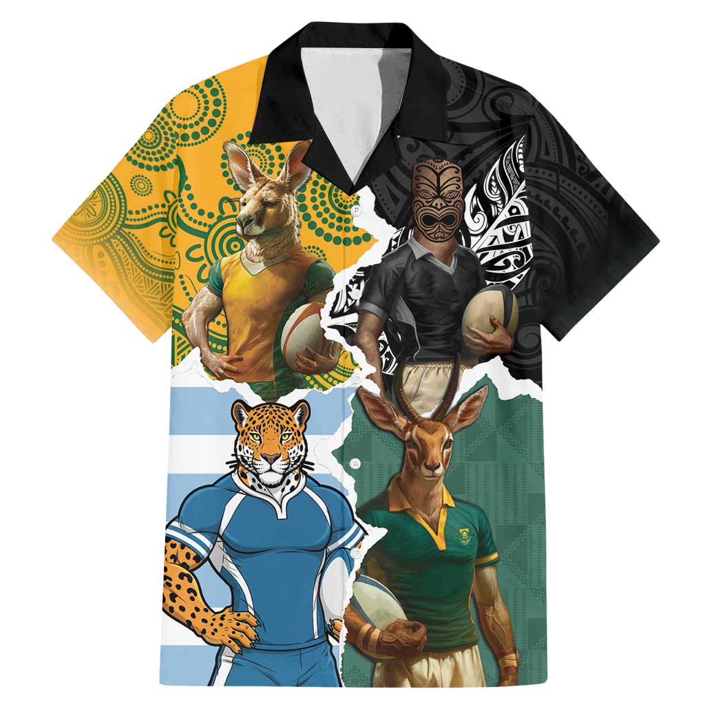 Personalised Rugby 2025 Championship Family Matching Mermaid Dress and Hawaiian Shirt Southern Hemisphere Countries Mascots - Aussie Hoodie