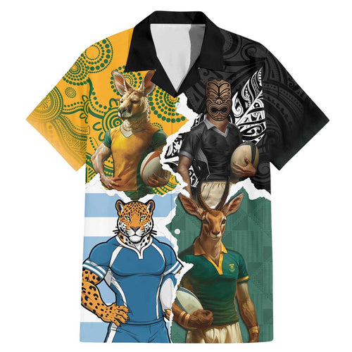 Personalised Rugby 2025 Championship Family Matching Mermaid Dress and Hawaiian Shirt Southern Hemisphere Countries Mascots - Aussie Hoodie