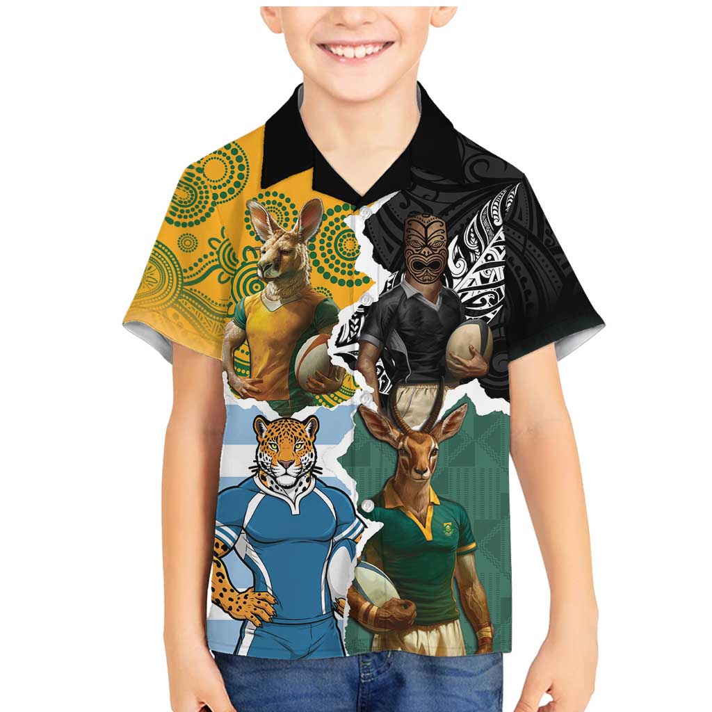 Personalised Rugby 2025 Championship Family Matching Mermaid Dress and Hawaiian Shirt Southern Hemisphere Countries Mascots - Aussie Hoodie