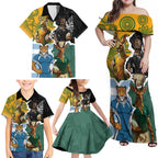 Personalised Rugby 2025 Championship Family Matching Off Shoulder Maxi Dress and Hawaiian Shirt Southern Hemisphere Countries Mascots - Aussie Hoodie