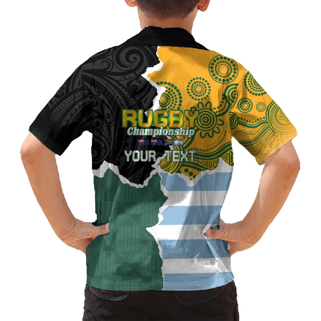 Personalised Rugby 2025 Championship Family Matching Off Shoulder Maxi Dress and Hawaiian Shirt Southern Hemisphere Countries Mascots - Aussie Hoodie