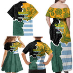 Personalised Rugby 2025 Championship Family Matching Off Shoulder Maxi Dress and Hawaiian Shirt Southern Hemisphere Countries Mascots - Aussie Hoodie