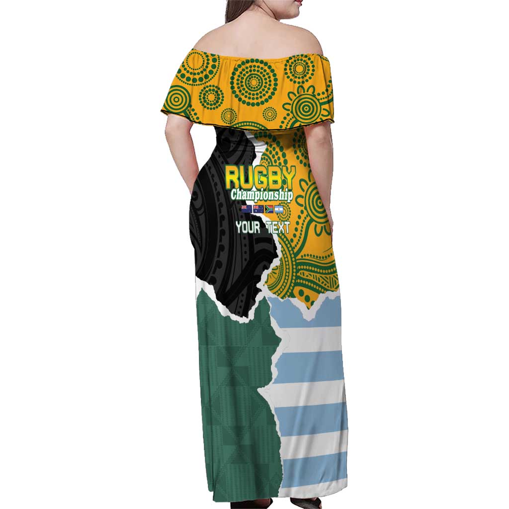 Personalised Rugby 2025 Championship Family Matching Off Shoulder Maxi Dress and Hawaiian Shirt Southern Hemisphere Countries Mascots - Aussie Hoodie