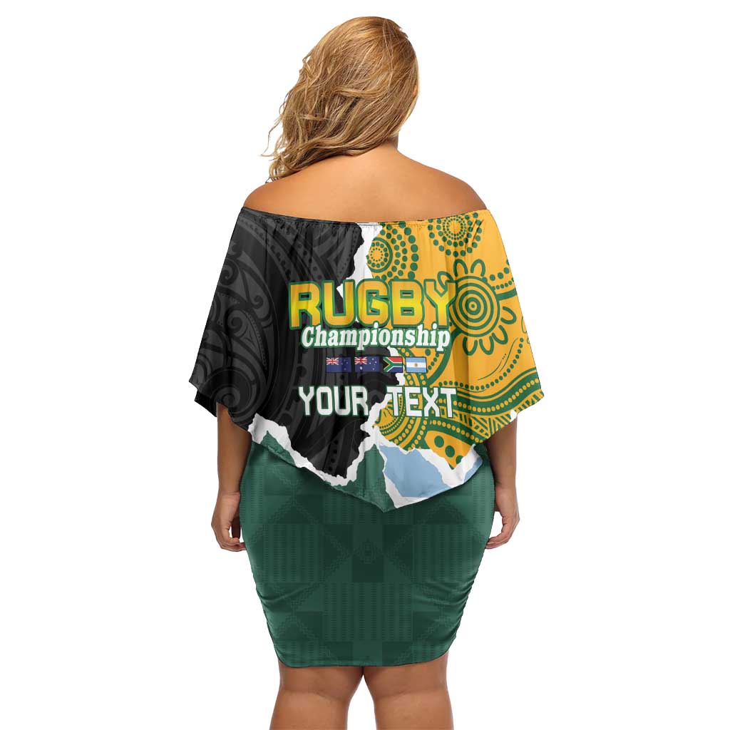 Personalised Rugby 2025 Championship Family Matching Off Shoulder Short Dress and Hawaiian Shirt Southern Hemisphere Countries Mascots - Aussie Hoodie