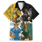 Personalised Rugby 2025 Championship Family Matching Short Sleeve Bodycon Dress and Hawaiian Shirt Southern Hemisphere Countries Mascots - Aussie Hoodie