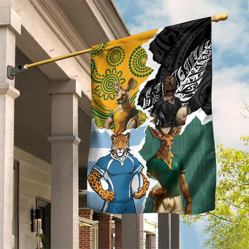 Rugby 2025 Championship Garden Flag Southern Hemisphere Countries Mascots - Aussie Hoodie