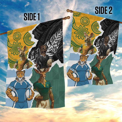 Rugby 2025 Championship Garden Flag Southern Hemisphere Countries Mascots - Aussie Hoodie