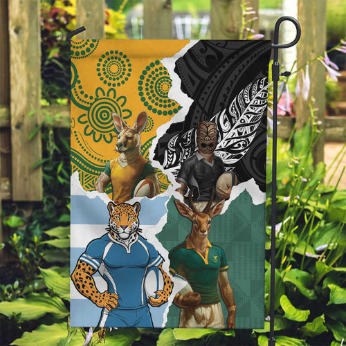 Rugby 2025 Championship Garden Flag Southern Hemisphere Countries Mascots - Aussie Hoodie