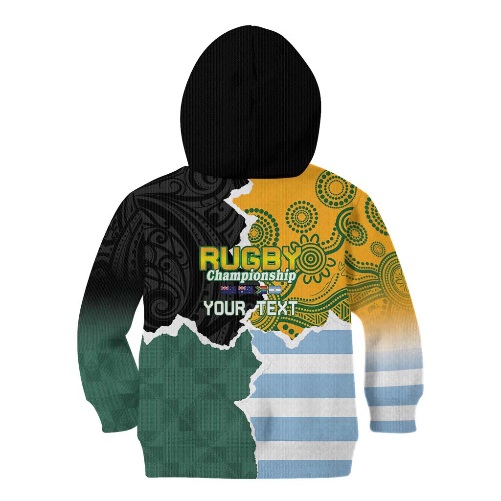 Personalised Rugby 2025 Championship Kid Hoodie Southern Hemisphere Countries Mascots - Aussie Hoodie