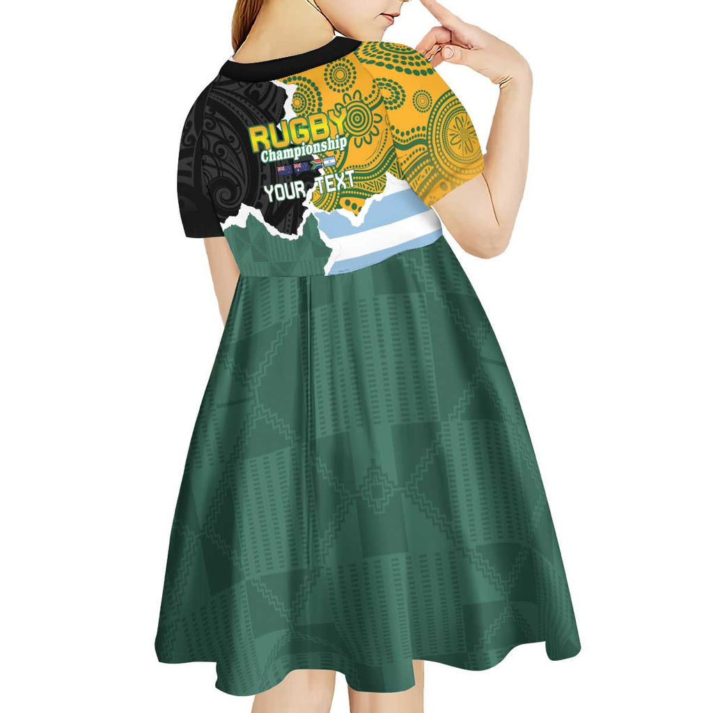 Personalised Rugby 2025 Championship Kid Short Sleeve Dress Southern Hemisphere Countries Mascots - Aussie Hoodie