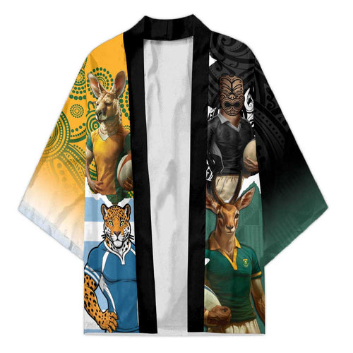 Personalised Rugby 2025 Championship Kimono Southern Hemisphere Countries Mascots - Aussie Hoodie