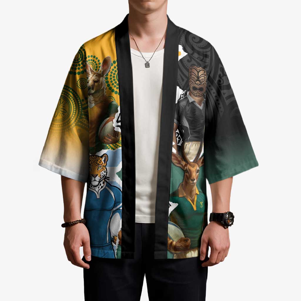 Personalised Rugby 2025 Championship Kimono Southern Hemisphere Countries Mascots - Aussie Hoodie