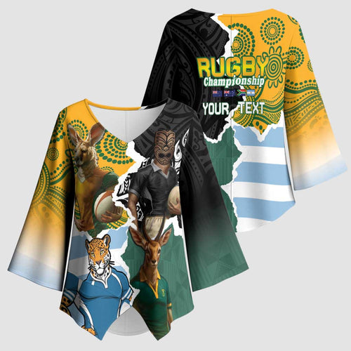 Personalised Rugby 2025 Championship Kimono Sleeve Blouse Southern Hemisphere Countries Mascots - Aussie Hoodie