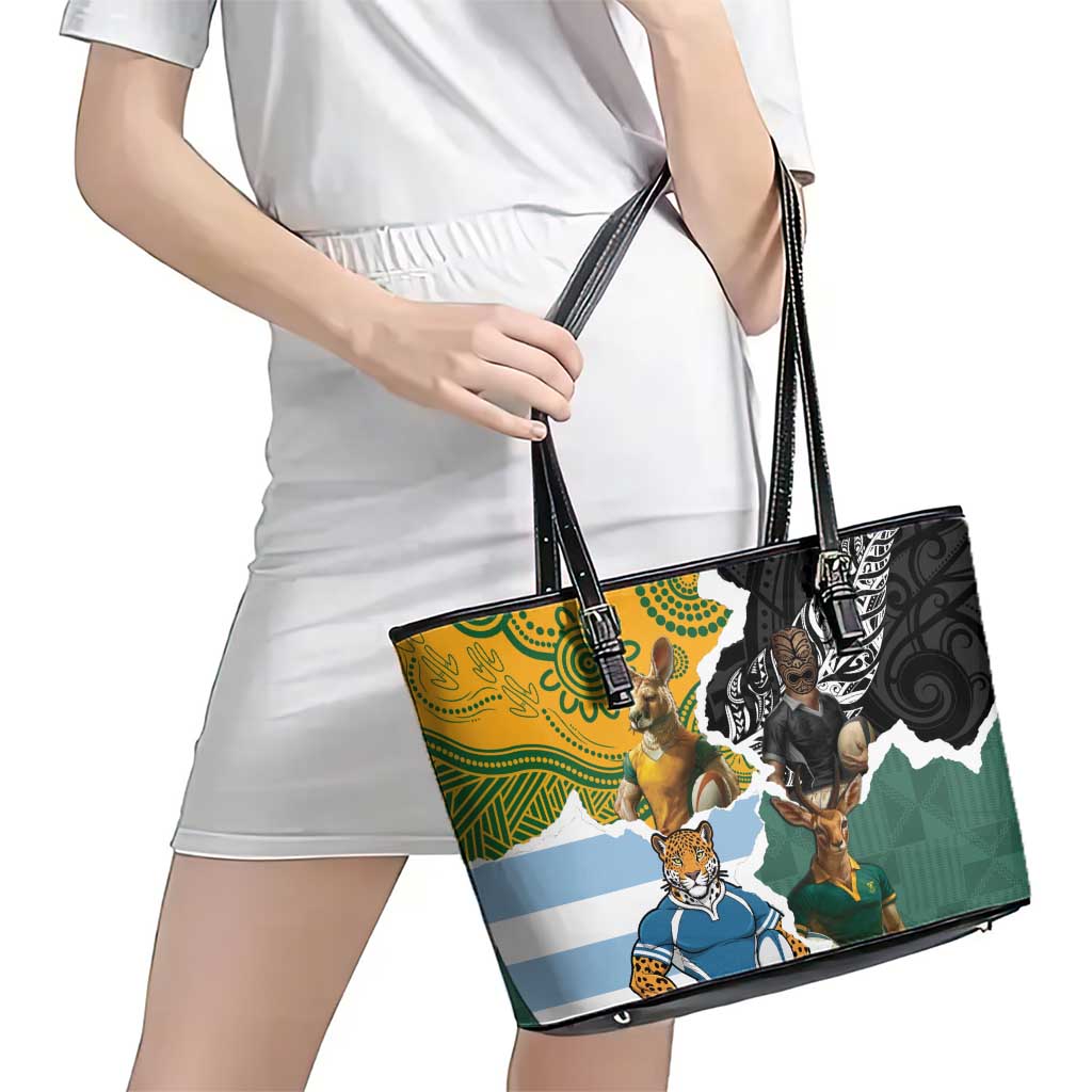 Rugby 2025 Championship Leather Tote Bag Southern Hemisphere Countries Mascots - Aussie Hoodie