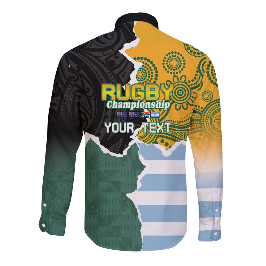 Personalised Rugby 2025 Championship Long Sleeve Button Shirt Southern Hemisphere Countries Mascots - Aussie Hoodie