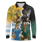 Personalised Rugby 2025 Championship Long Sleeve Polo Shirt Southern Hemisphere Countries Mascots - Aussie Hoodie