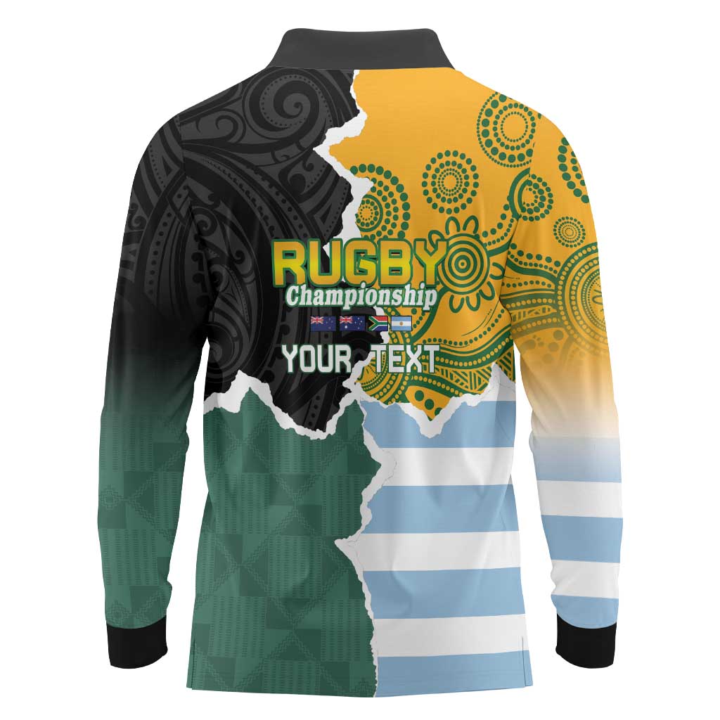 Personalised Rugby 2025 Championship Long Sleeve Polo Shirt Southern Hemisphere Countries Mascots - Aussie Hoodie