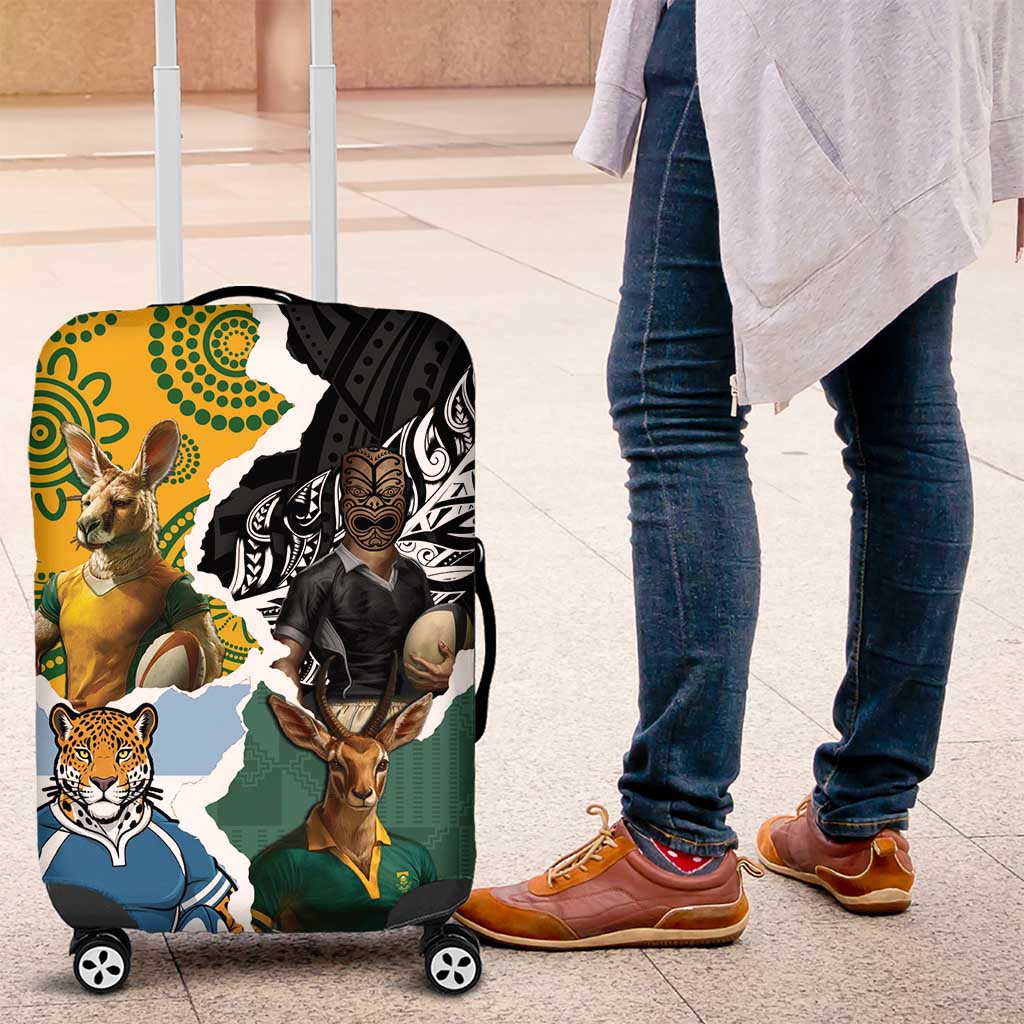 Rugby 2025 Championship Luggage Cover Southern Hemisphere Countries Mascots - Aussie Hoodie