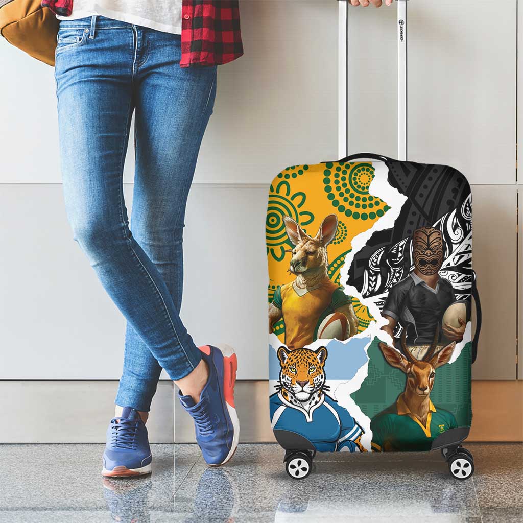 Rugby 2025 Championship Luggage Cover Southern Hemisphere Countries Mascots - Aussie Hoodie