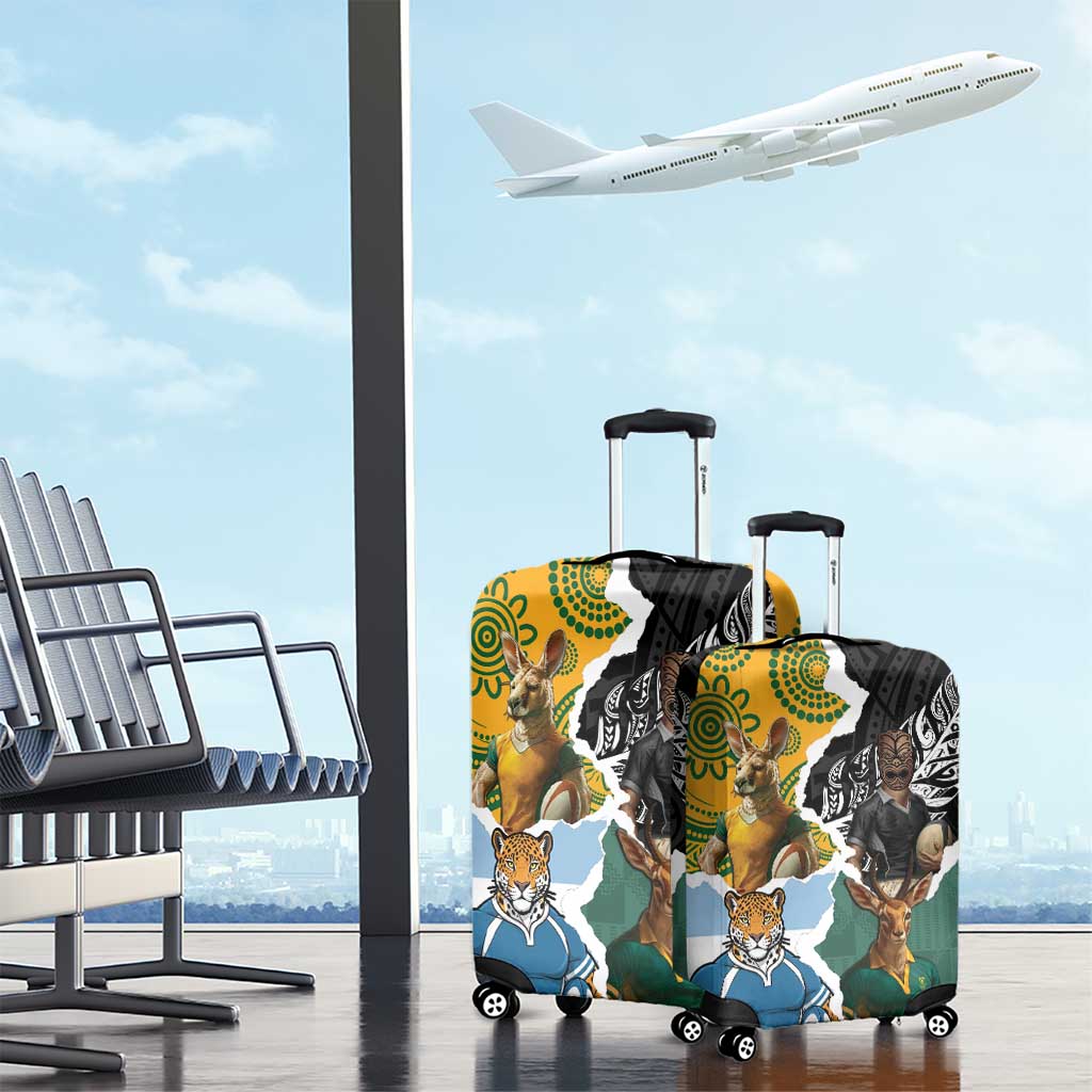 Rugby 2025 Championship Luggage Cover Southern Hemisphere Countries Mascots - Aussie Hoodie
