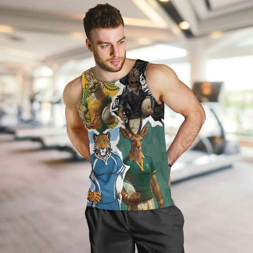 Personalised Rugby 2025 Championship Men Tank Top Southern Hemisphere Countries Mascots - Aussie Hoodie