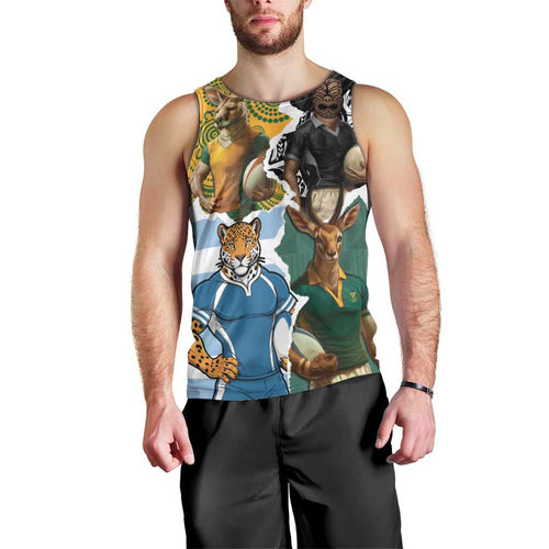 Personalised Rugby 2025 Championship Men Tank Top Southern Hemisphere Countries Mascots - Aussie Hoodie
