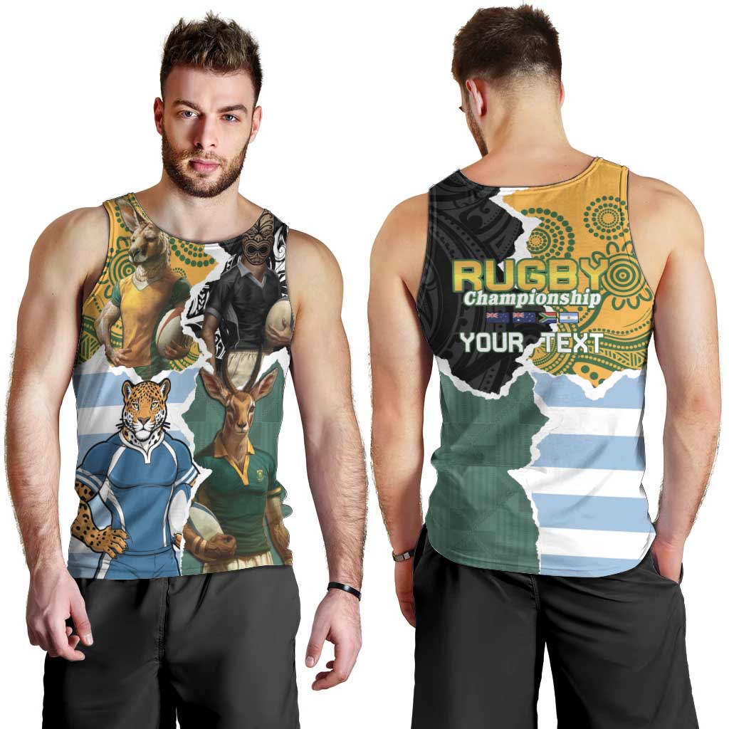 Personalised Rugby 2025 Championship Men Tank Top Southern Hemisphere Countries Mascots - Aussie Hoodie