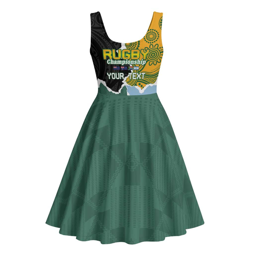 Personalised Rugby 2025 Championship Midi Dress Southern Hemisphere Countries Mascots - Aussie Hoodie