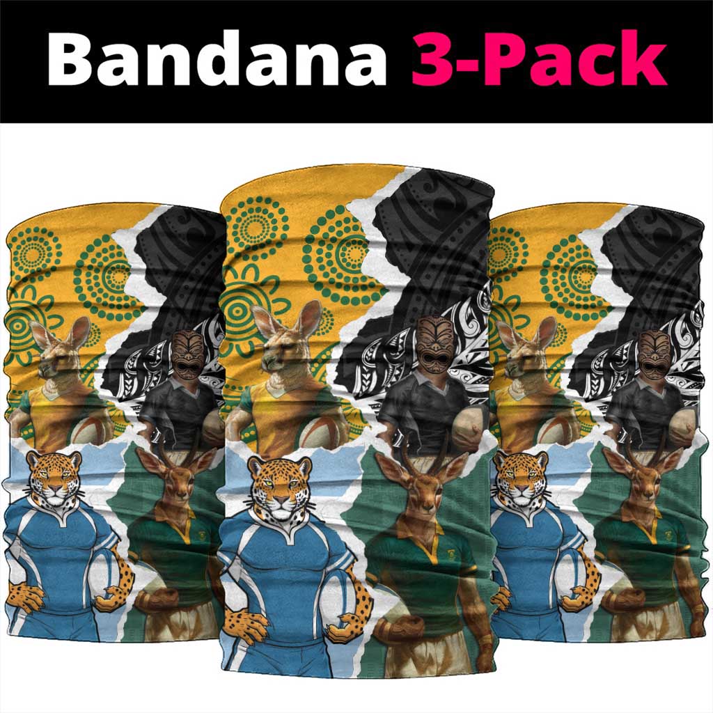 Rugby 2025 Championship Neck Gaiter Southern Hemisphere Countries Mascots - Aussie Hoodie