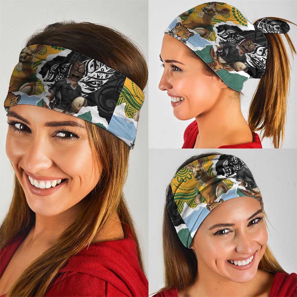 Rugby 2025 Championship Neck Gaiter Southern Hemisphere Countries Mascots - Aussie Hoodie