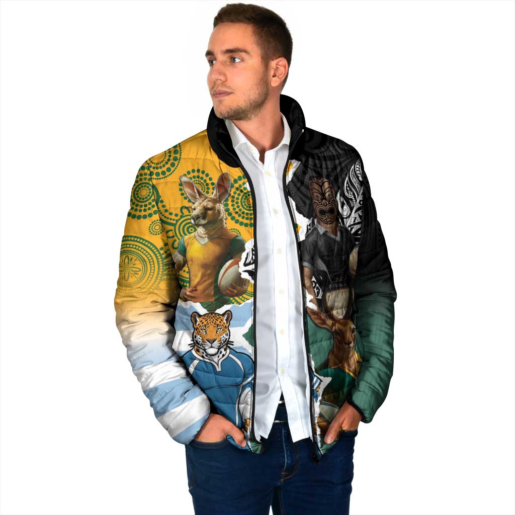 Personalised Rugby 2025 Championship Padded Jacket Southern Hemisphere Countries Mascots - Aussie Hoodie