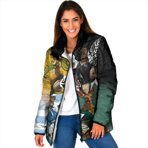 Personalised Rugby 2025 Championship Padded Jacket Southern Hemisphere Countries Mascots - Aussie Hoodie