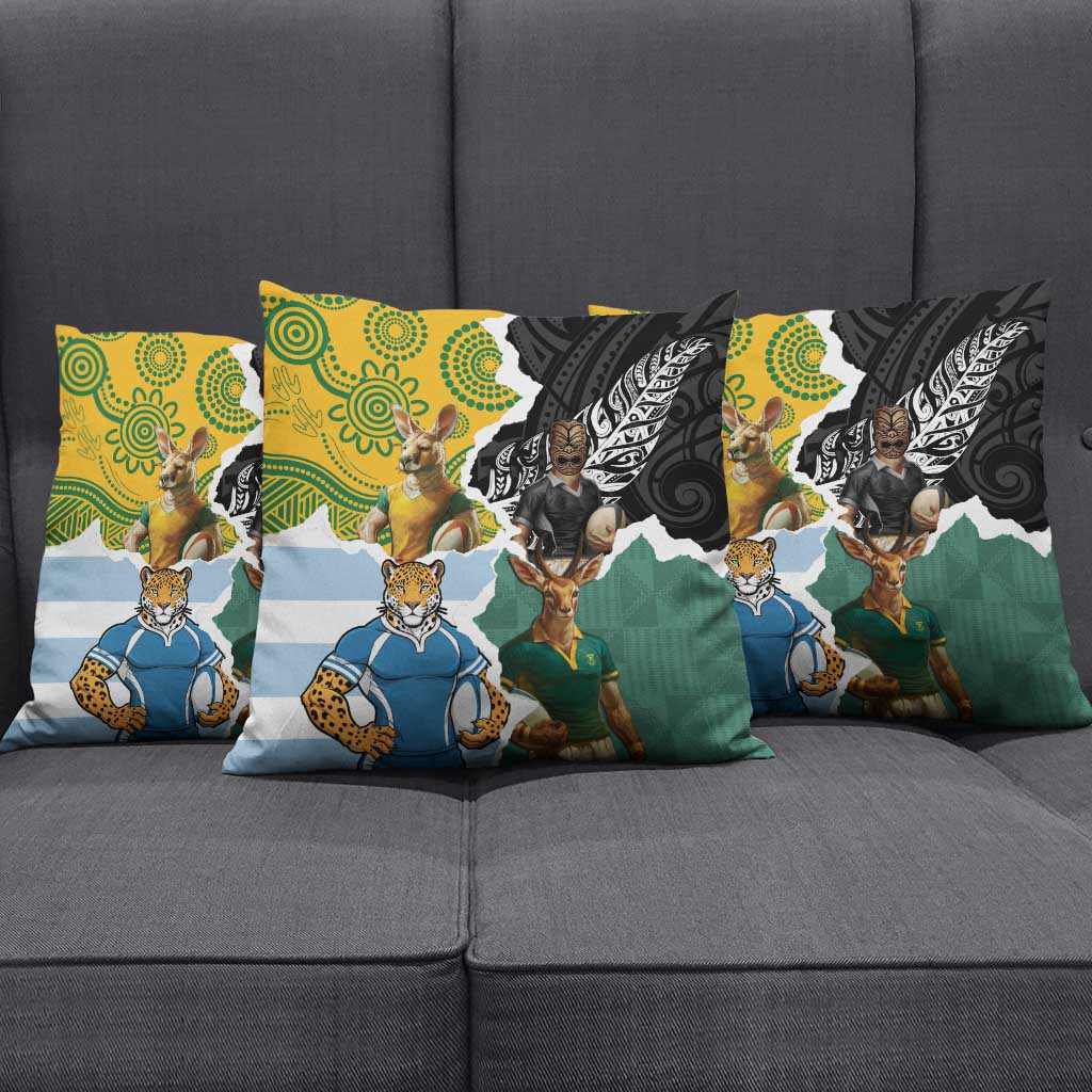 Rugby 2025 Championship Pillow Cover Southern Hemisphere Countries Mascots - Aussie Hoodie
