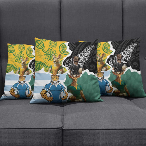 Rugby 2025 Championship Pillow Cover Southern Hemisphere Countries Mascots - Aussie Hoodie