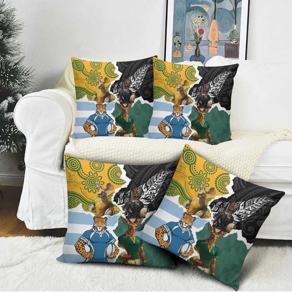Rugby 2025 Championship Pillow Cover Southern Hemisphere Countries Mascots - Aussie Hoodie