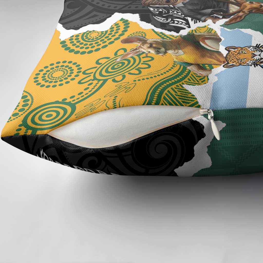 Rugby 2025 Championship Pillow Cover Southern Hemisphere Countries Mascots - Aussie Hoodie