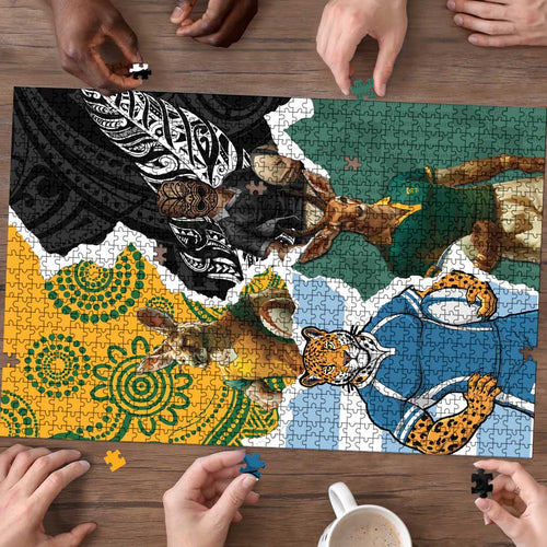 Rugby 2025 Championship Puzzle Southern Hemisphere Countries Mascots - Aussie Hoodie