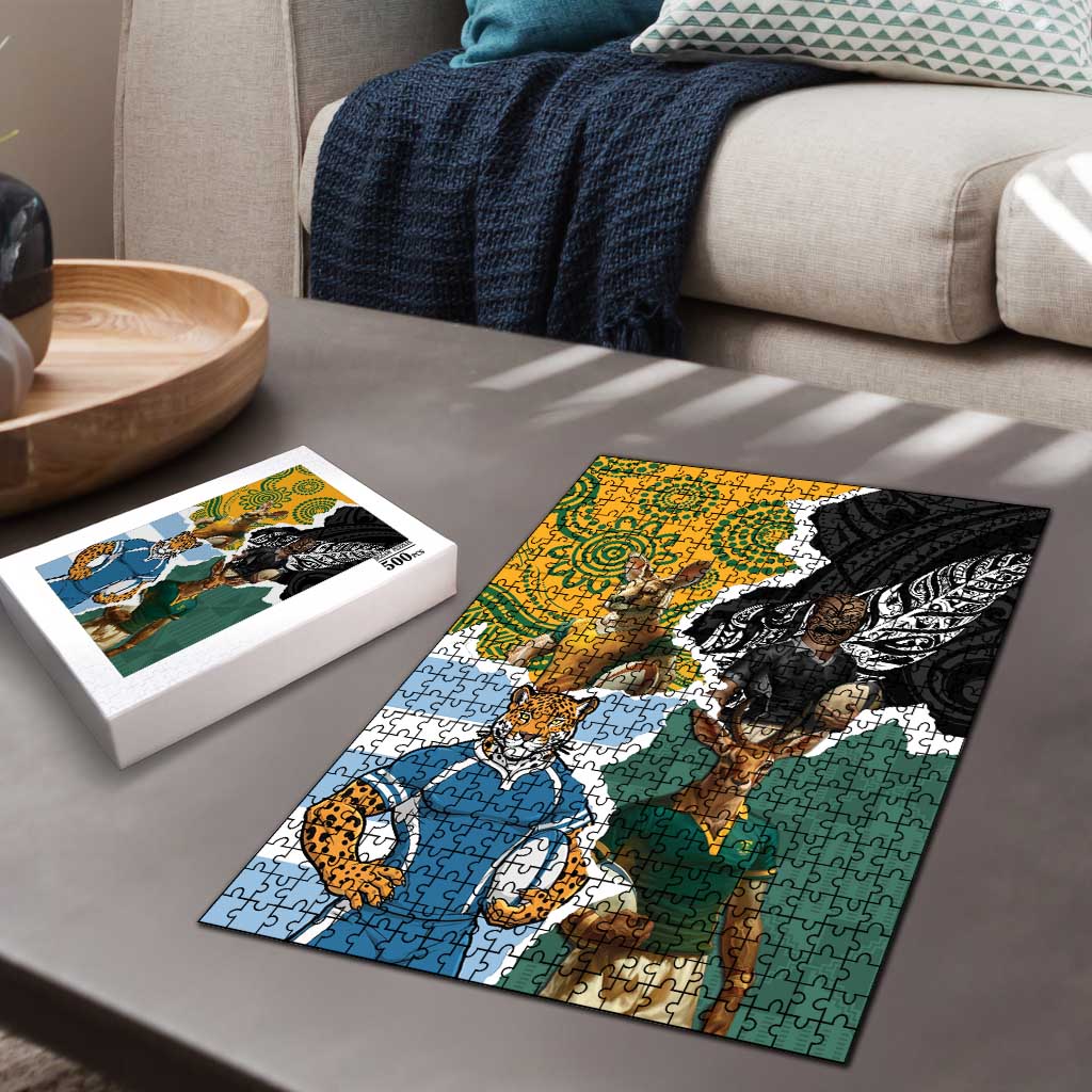 Rugby 2025 Championship Puzzle Southern Hemisphere Countries Mascots - Aussie Hoodie