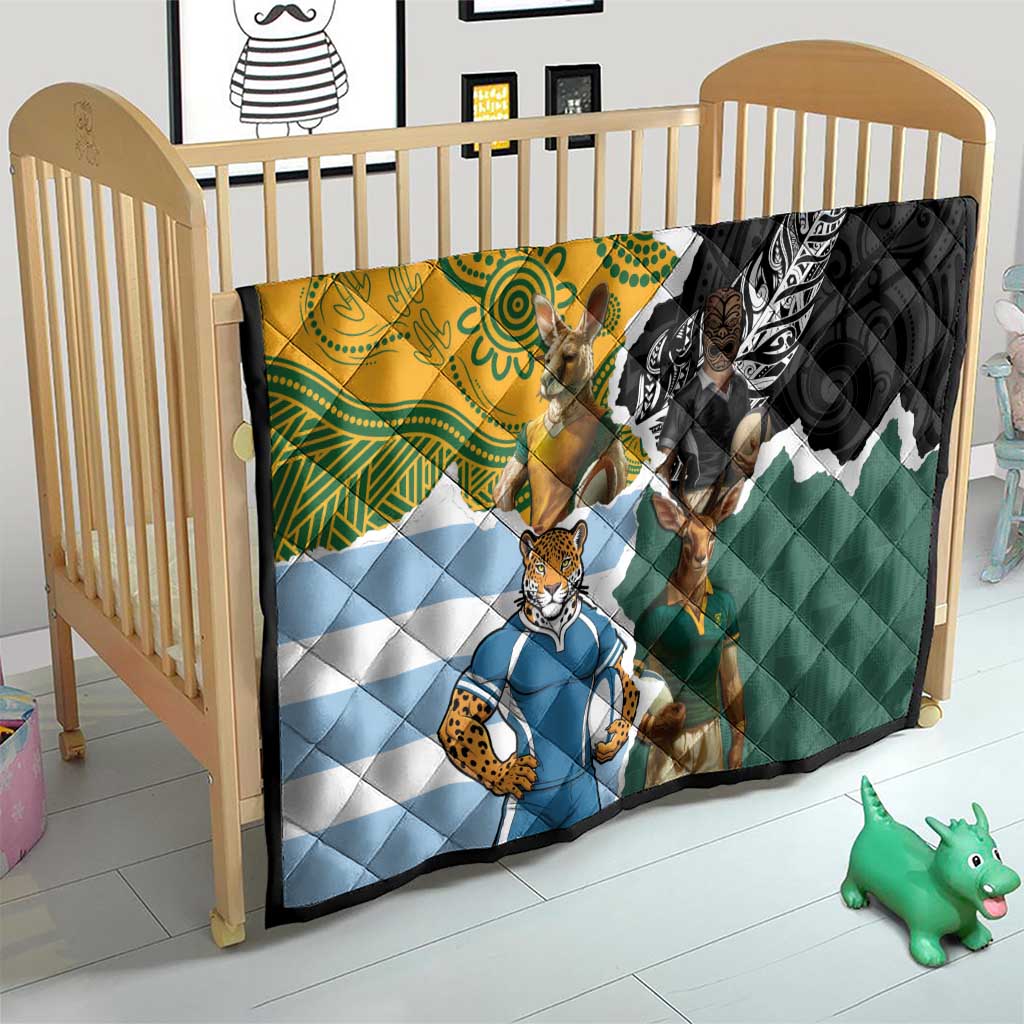 Rugby 2025 Championship Quilt Southern Hemisphere Countries Mascots - Aussie Hoodie