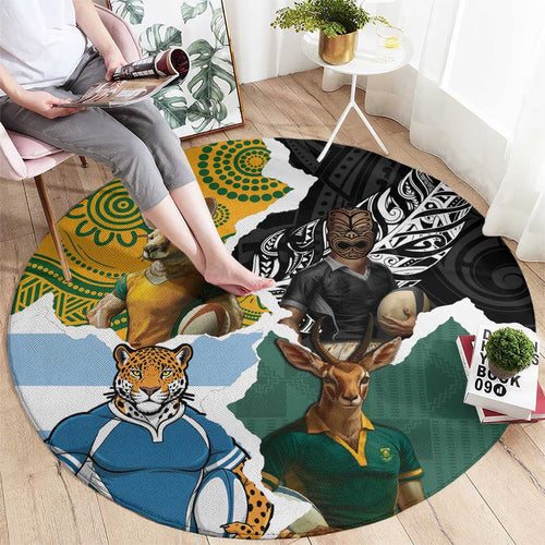 Rugby 2025 Championship Round Carpet Southern Hemisphere Countries Mascots - Aussie Hoodie