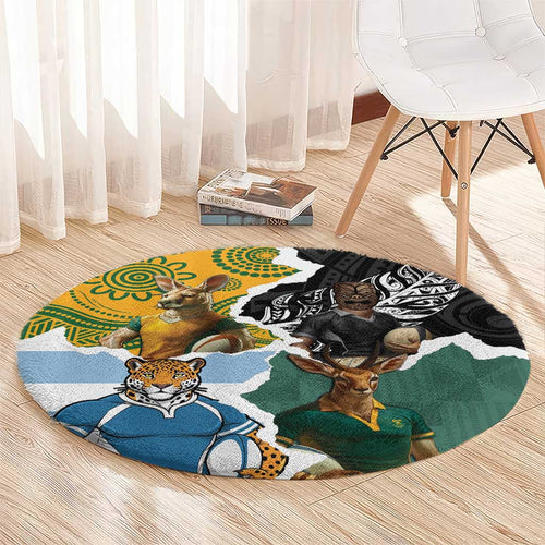 Rugby 2025 Championship Round Carpet Southern Hemisphere Countries Mascots - Aussie Hoodie