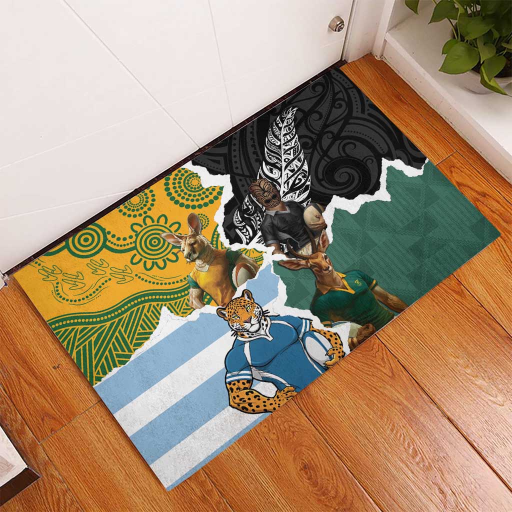 Rugby 2025 Championship Rubber Doormat Southern Hemisphere Countries Mascots - Aussie Hoodie