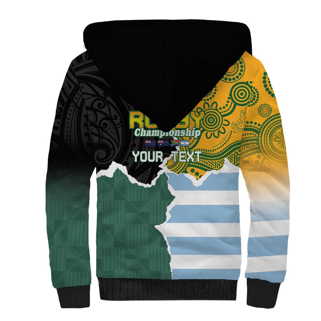 Personalised Rugby 2025 Championship Sherpa Hoodie Southern Hemisphere Countries Mascots - Aussie Hoodie