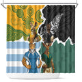 Rugby 2025 Championship Shower Curtain Southern Hemisphere Countries Mascots - Aussie Hoodie