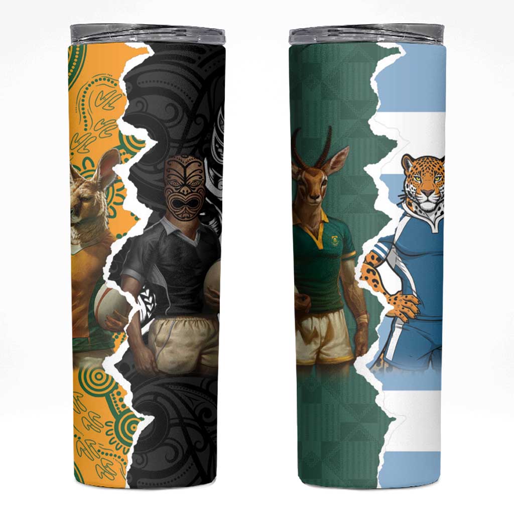 Rugby 2025 Championship Skinny Tumbler Southern Hemisphere Countries Mascots - Aussie Hoodie